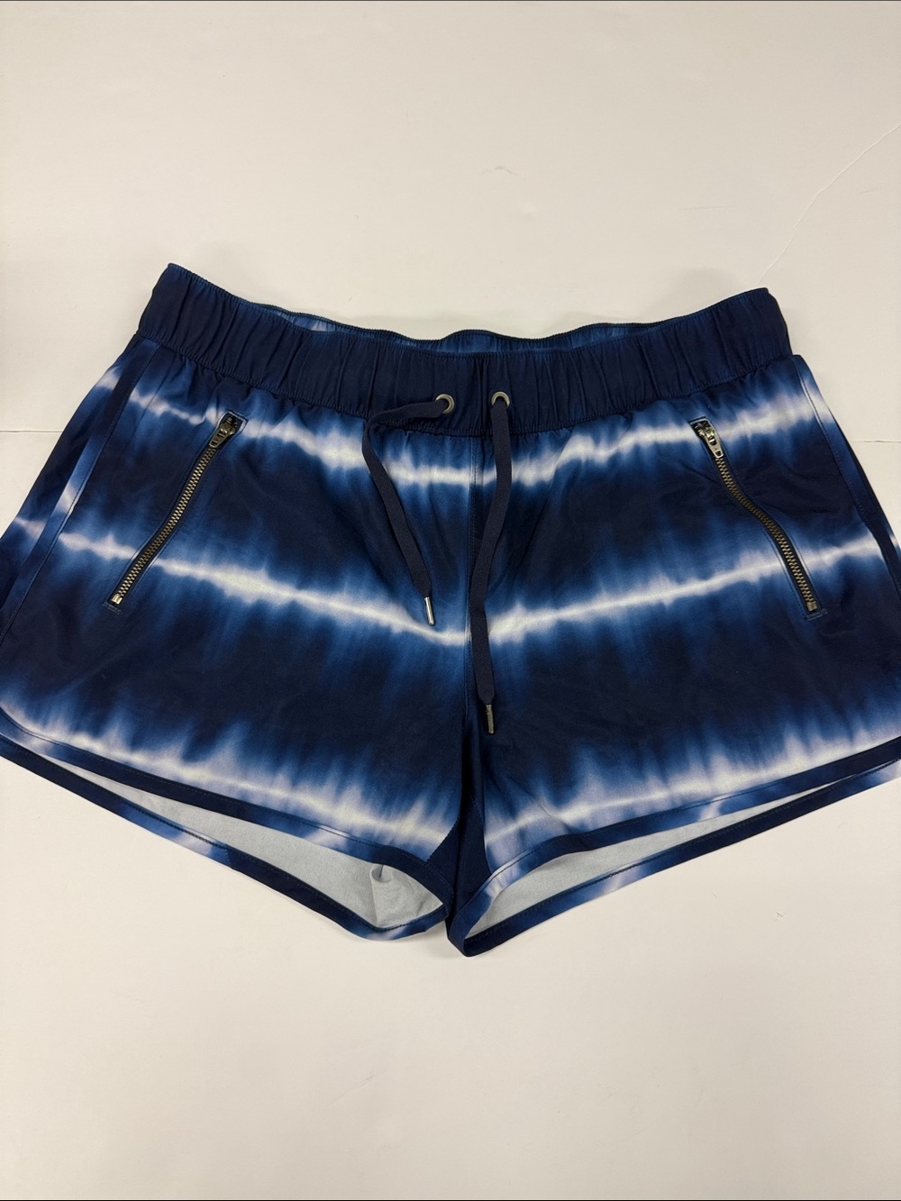 Athleta Navy and White Tie-Dye Athletic Shorts